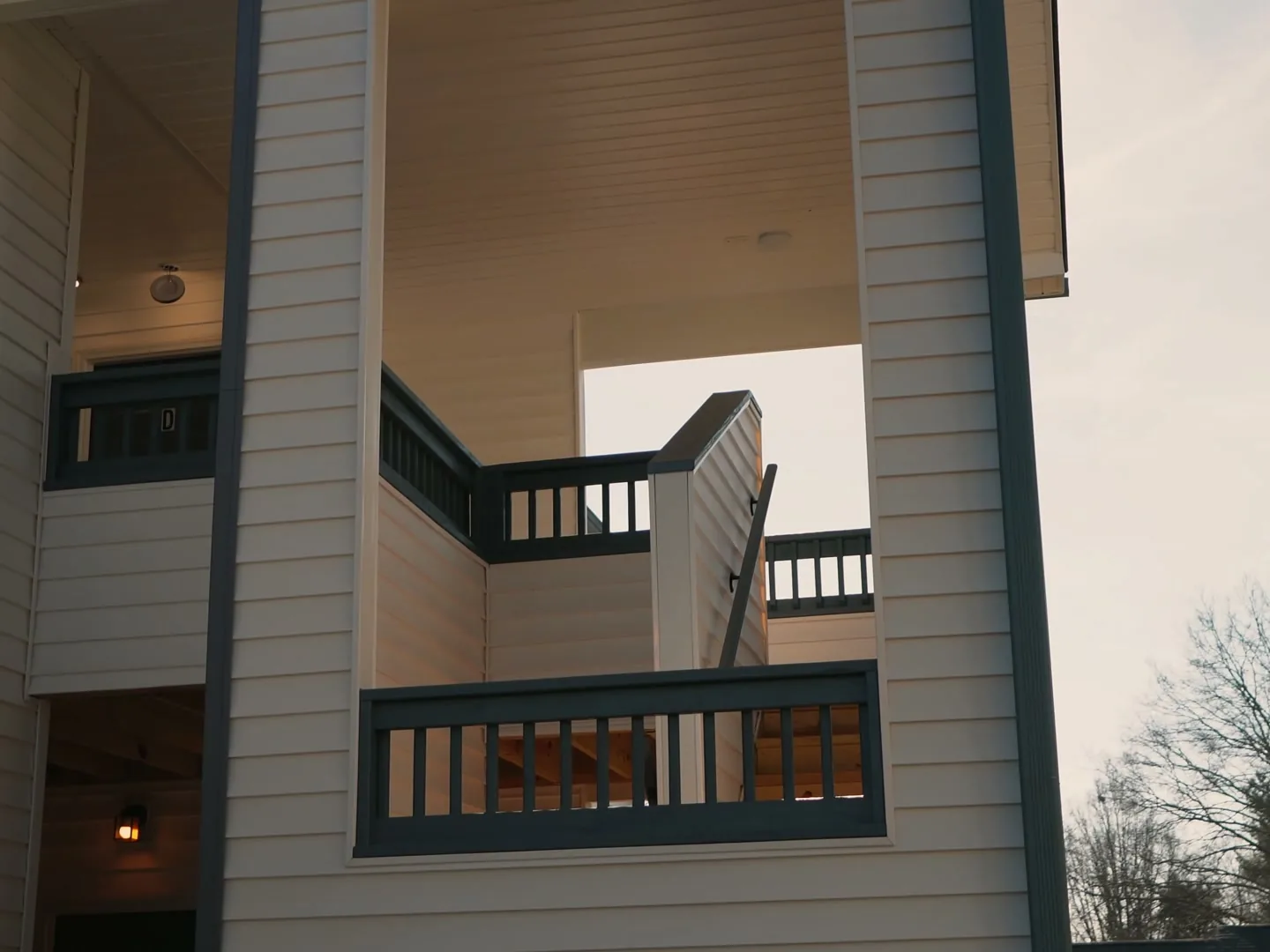 Exterior stair and balcony on a two story multi family building, multi family construction
